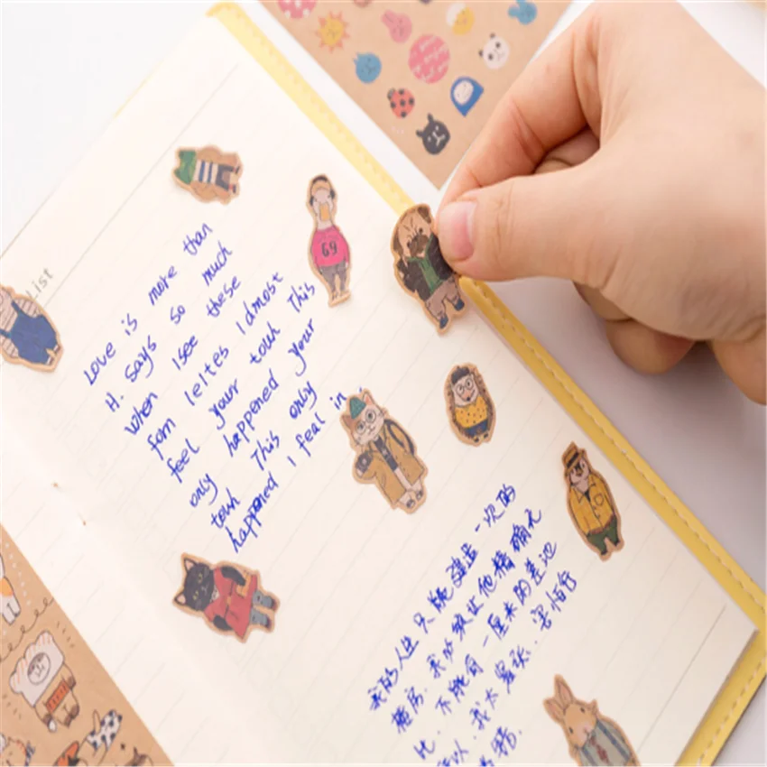 1 шт./лот новая японская крафт-бумага наклейка в виде кошки для дневника