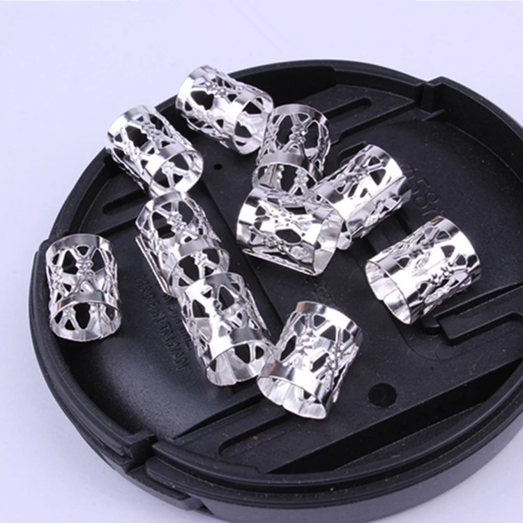 100pcs Silver 100 шт./лот Золотые/серебряные/черные/микс серебряные золотые микро волосы кольца со звеньями боязнь косы дреды бусины регулируемые аксессуары для волос - Цвет: 100pcs Silver