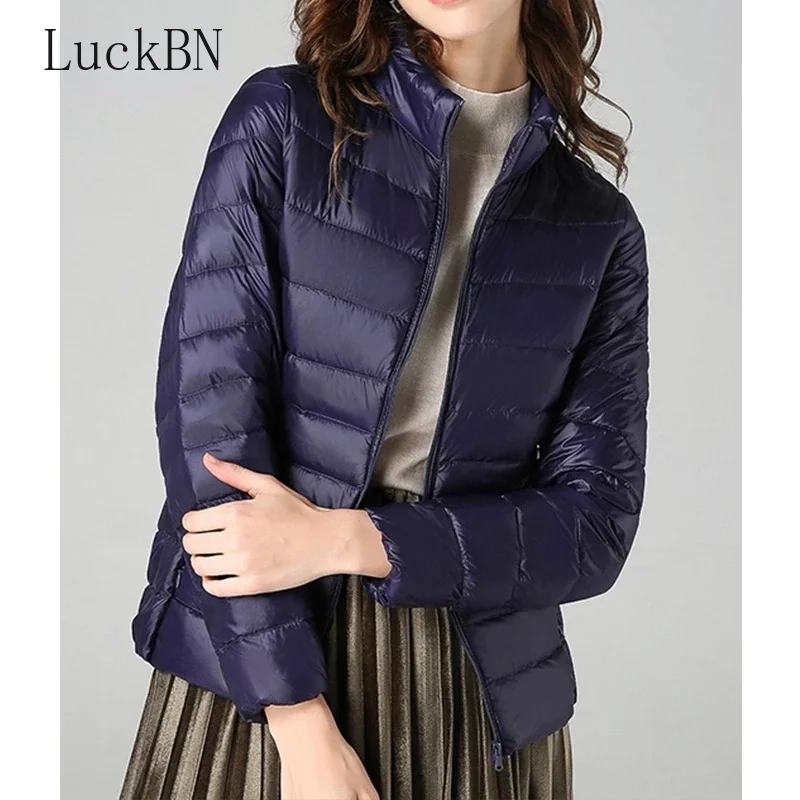 

Women Winter Stand Collar White Duck Down Jacket Female Light Warm Coats Large Size 7XL 8XL Short Slim Fashion Basic Coat 2022