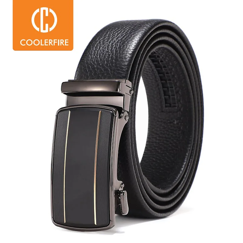 

Men Belts Automatic Buckle High Quality Genuine Leather Belts for men Black Business Work Classic Simple Strap ZD128