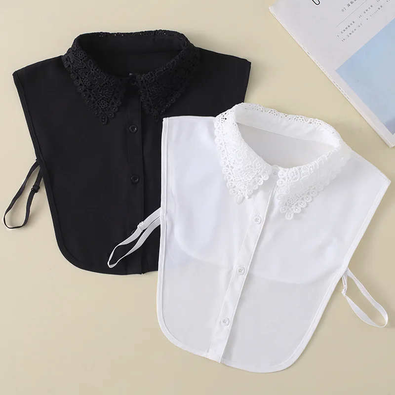 

Ladies False Collar for Women Chiffon Black Removable Detachable Collars Girl White Detachable Lapel Choker Necklace Nep Kraagie