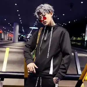 5 Мода Harajuku мужская толстовка с капюшоном Повседневное в стиле «хип-хоп» Япония из двух предметов: толстовка с капюшоном и рисунком котенка уличная Костюмы Топы Осень высокое худи в уличном стиле для мальчиков - Цвет: 5