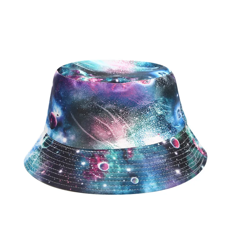 

Double-sided Wearing Cap Visor Rainbow Color Bucket Hat Men And Women Cotton Flat Sun Hat Reversible Sun Tie Dye Fisherman Hat