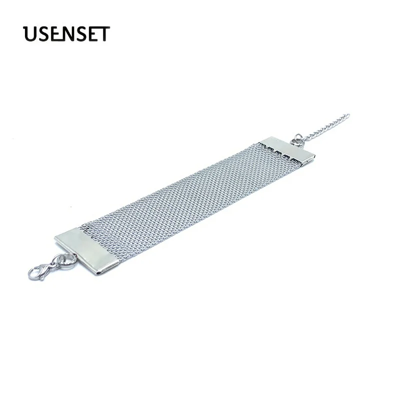 USENSET браслеты из нержавеющей стали с сеткой для женщин без потертостей ювелирные