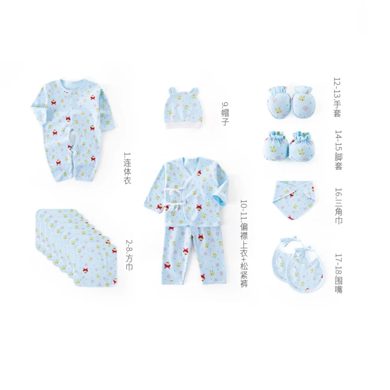 18 шт./компл. Одежда для новорожденных Детские комбинезоны мальчиков и девочек