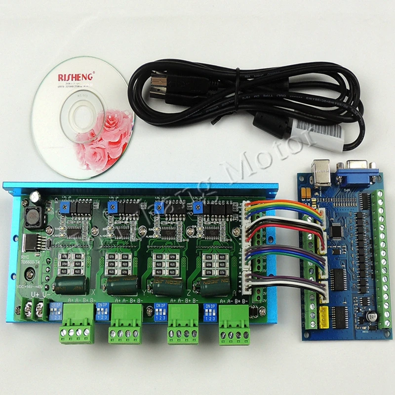 MACH3 USB CNC 5 Axis 100KHz Гладкий Степпер контроль движения карты breakout board+ TB6600 4 Axis 4.5A Драйвер шагового двигателя плата
