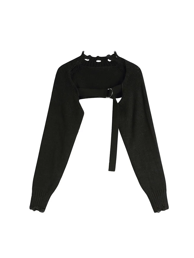 Женский укороченный свитер кардиган на шнуровке винтажный Повседневный