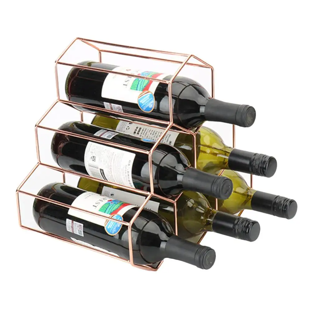 Золотой железная винная полка INS Гостиная Портативный 6-бутылка свободный