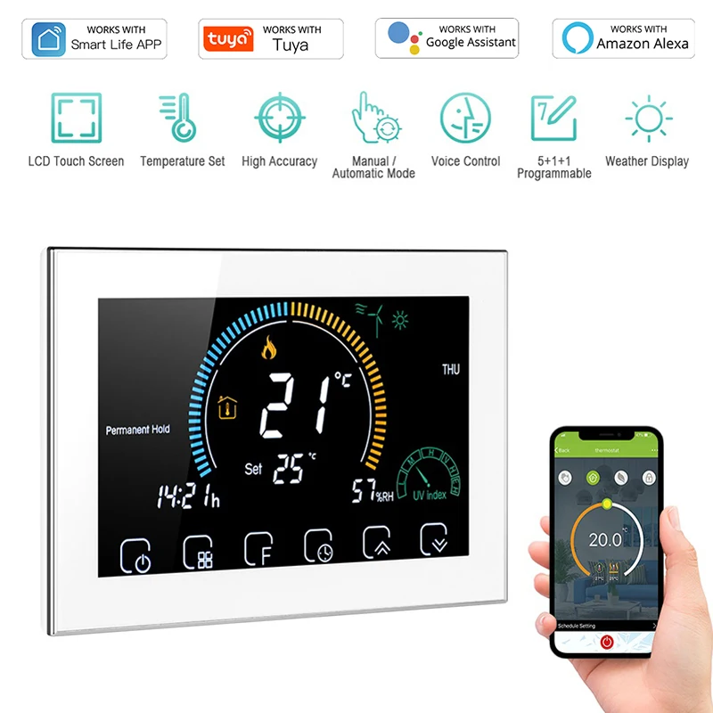 

WiFi Smart Programmable Thermostat 6 Period Voice APP Control LCD Water/Gas Boiler Heating Thermoregulator For Google Home