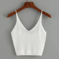 tops women 2021 sports crop tops sling knit vest solid color cropped top v neck sexy bottoming female tank camis club harajuku