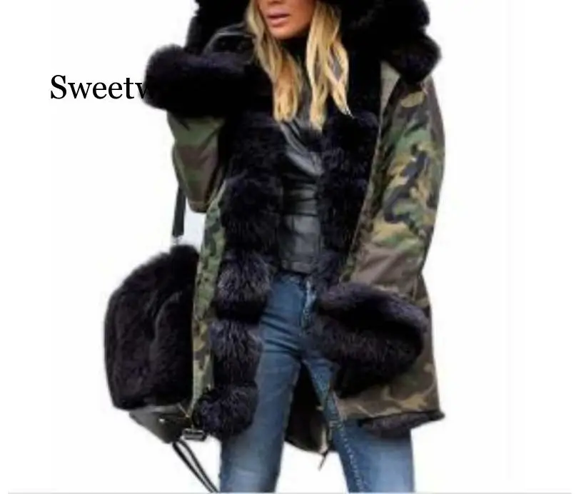 Хлопковая куртка Женское зимнее пальто теплое размера плюс черное парка базовые