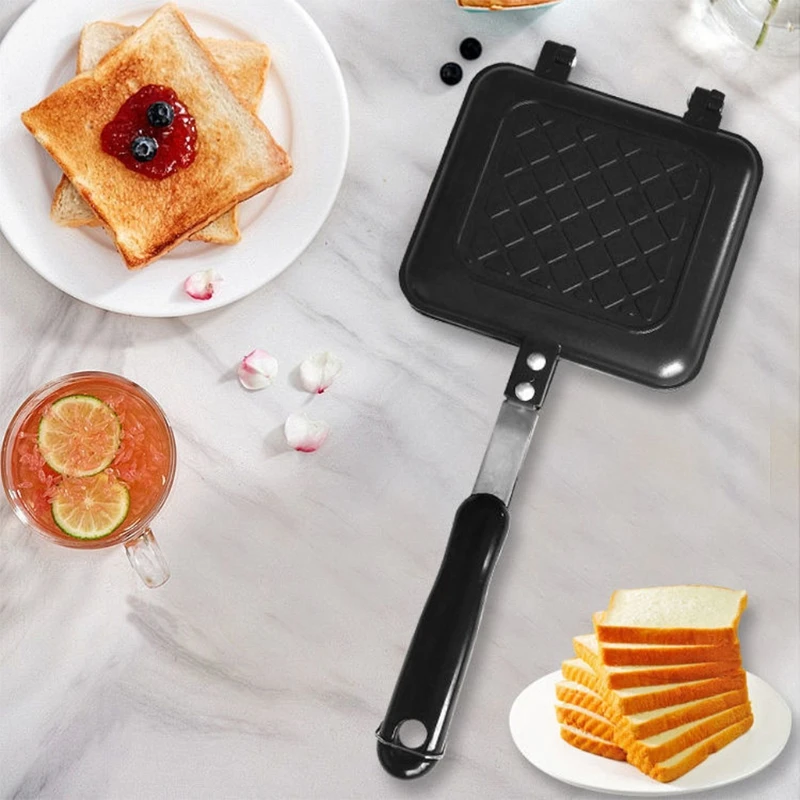 

Bread Toast Breakfast Machine Sandwich Double-sided Baking Pan Make Sandwiches Waffles Desserts Steak Meat Eggs Toast