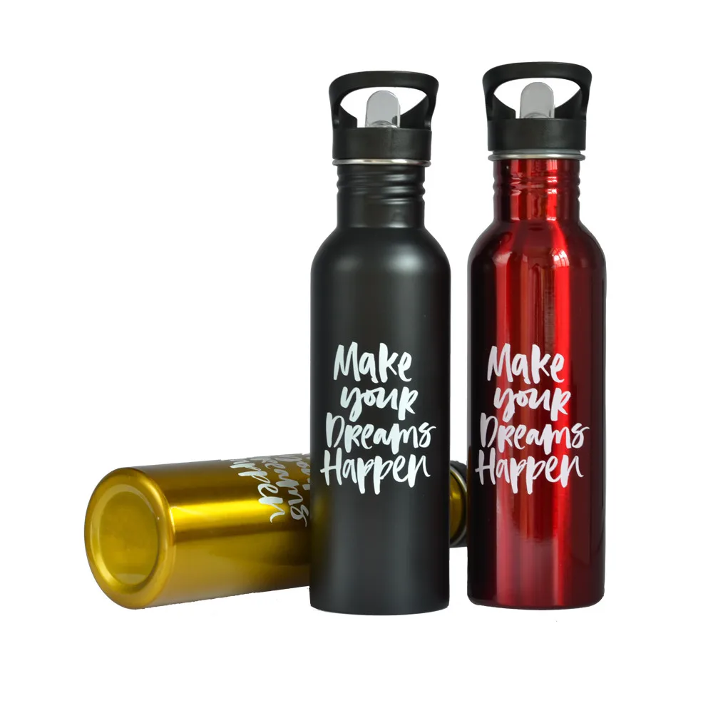 Одностеночная Портативный спортивные бутылки для воды в соломе