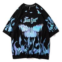 flame butterfly printed t shirt oversized tshirts 2020 summer unisex short sleeve loose 100 cotton couple tops tees