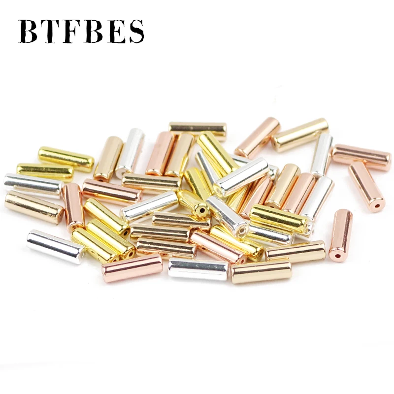 Длинные цилиндрические золотые шелковые бусины с натуральным гематитовым