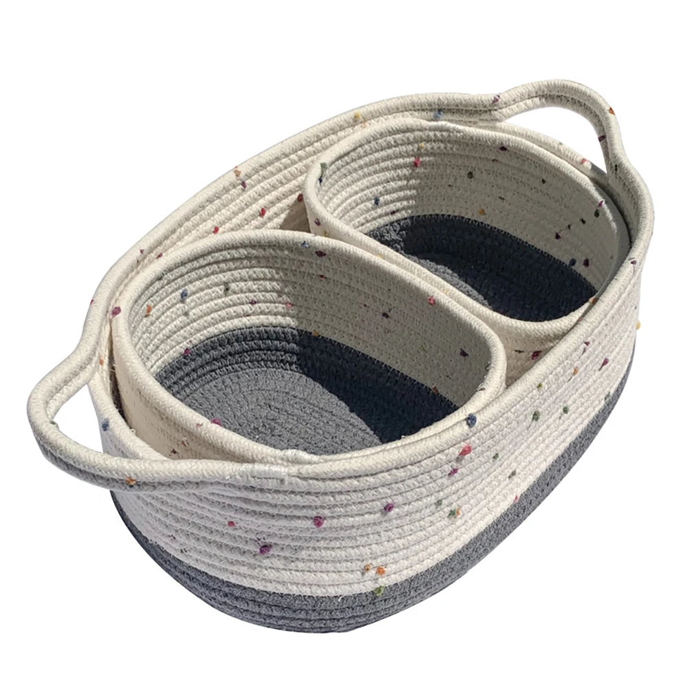 

Nordic Hand-woven Thick Cotton Rope Storage Box Picnic Camping Food Fruit Folding Basket Bag Desktop Sundries Baby Toy Organizer