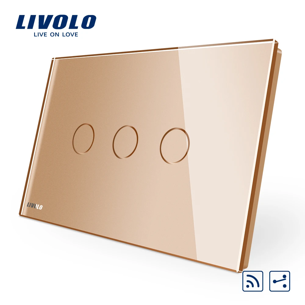 

Выключатель LIVOLO C9 со стеклянной панелью, стандарты US/AU, двухсторонний Беспроводной Выключатель с сенсорным управлением