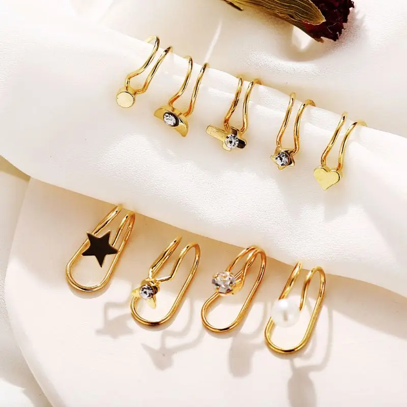 

9Pcs Ear Cuff Helix Cartilage Clip On Wrap Earrings Kit Non-Piercing Adjustable