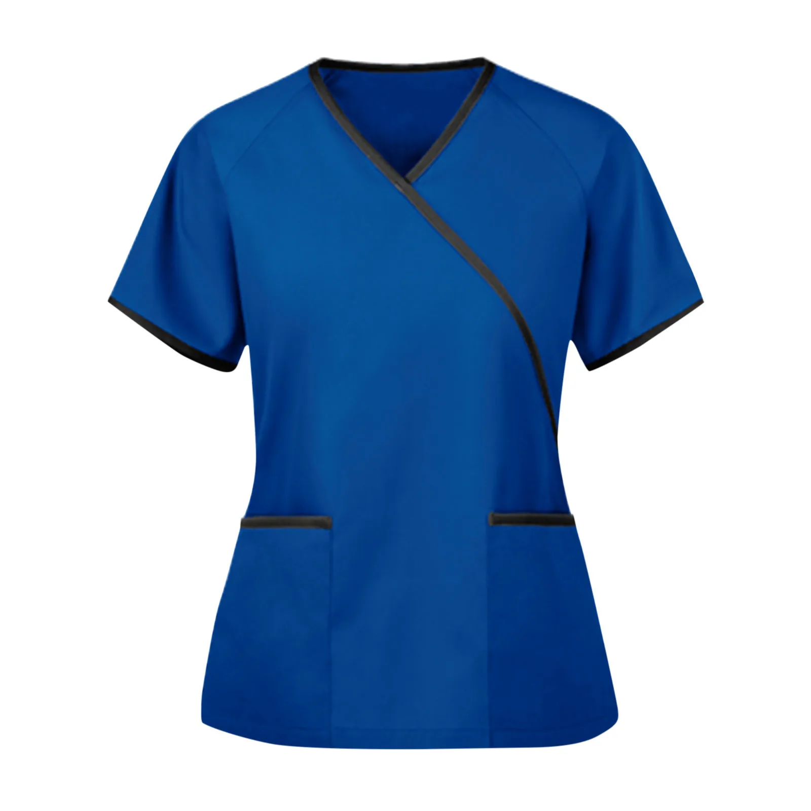 

Women Nursing Scrubs Blouse Casual Short Sleeve Scrubs Working Uniforms Nurse Solid Color Top Tshirt V-neck Pocket Women Clothes