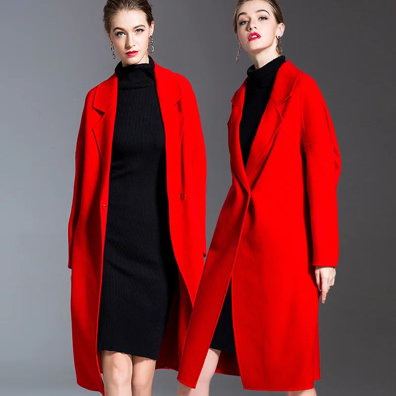Длинные шерстяные кашемировые пальто для женщин Осень зима 2019 женские куртки