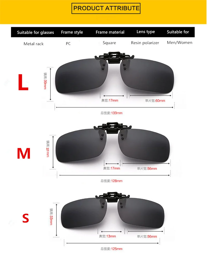 ANSBLUE Polarized Sun Glasses Clip On Sunglasses Driving Night Vision Lenses Plastic Case Anti-UVA400 Shades For Women Men Resin