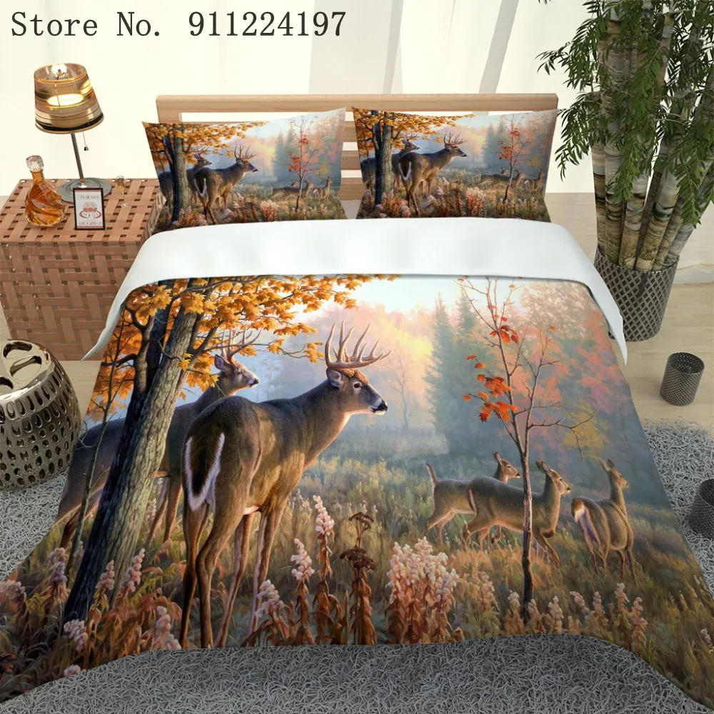 Постельное белье с 3D изображением животных пододеяльник простыня оленем Сика