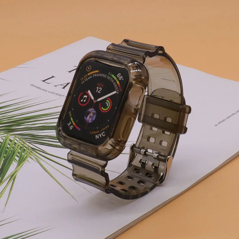 Ремешок силиконовый прозрачный для apple watch Band 5 4 3 сменный спортивный браслет iwatch