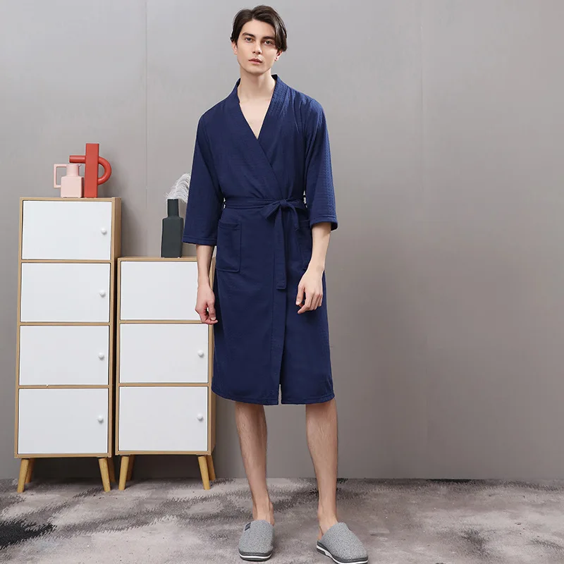 Sexy Women/Men Kimono Bathrobe Sleepwear Spa Robe Nightwear Unisex Nightgown Plus Size Lovers Sets Waffle ropa sexy hombre | Женская