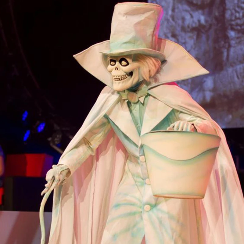 

Halloween Hatbox Ghost Canecloak Skeleton Canes Sculpture Resin Thief Magician Garden Decoration Statue