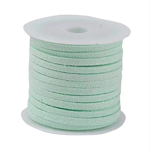 LightGreen 5 м/рулон 3x1,5 мм плоский шнурок из искусственной замши, ожерелье, веревочка, рукоделие, бархатное кружево, сделай сам, нить, цепочка, ожерелье, ювелирное изделие, F55 - Цвет: LightGreen