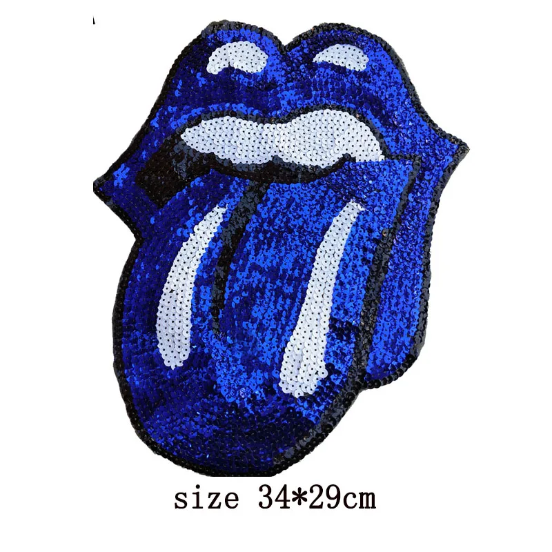 Большой красное платье с блестками и нашивка в виде языка губы рок-группы &quotKISS&quot