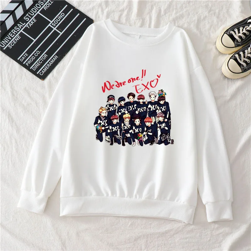 

Женская толстовка Kpop EXO We dre ohe, повседневный осенний Топ большого размера в стиле Харадзюку, женская одежда в уличном стиле