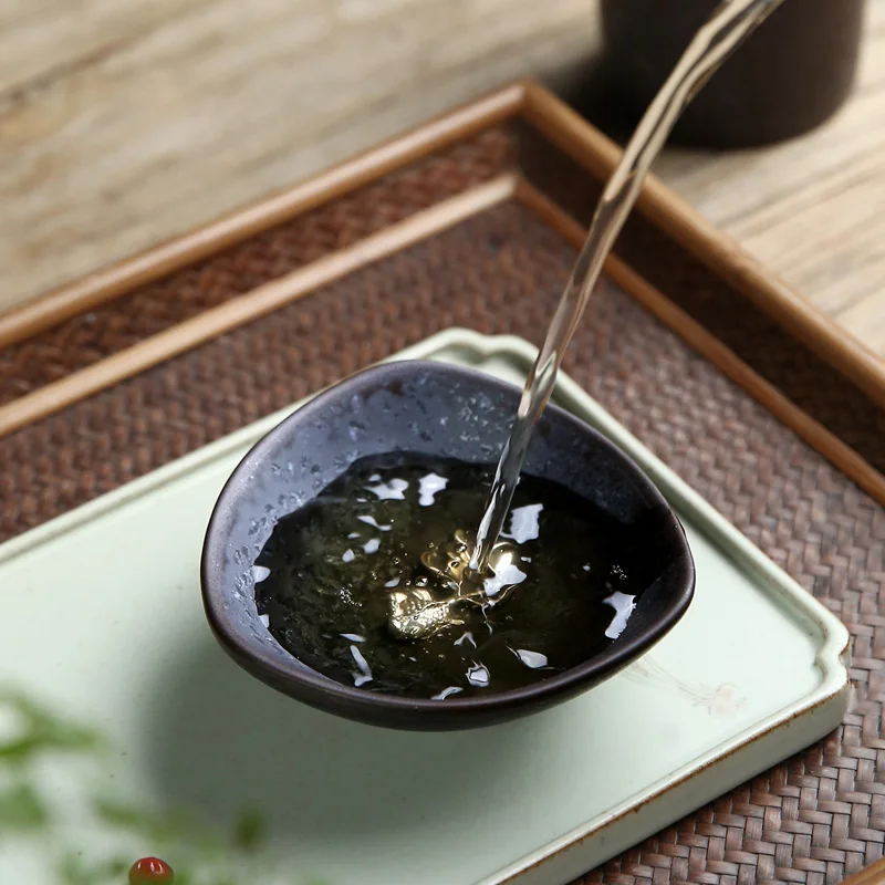 

well joy pot ceramic temmoku oil-lamp can build sample tea cup black glaze triangle whitebait glass kiln hat to light