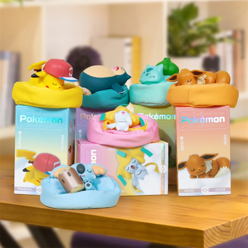 Genuine Pokemon Starry Dream Cartoon Anime Figure Model With Plush Base Pikachu Eevee Bulbasaur Snorlax Jirachi Komala Doll Toy | Игрушки и