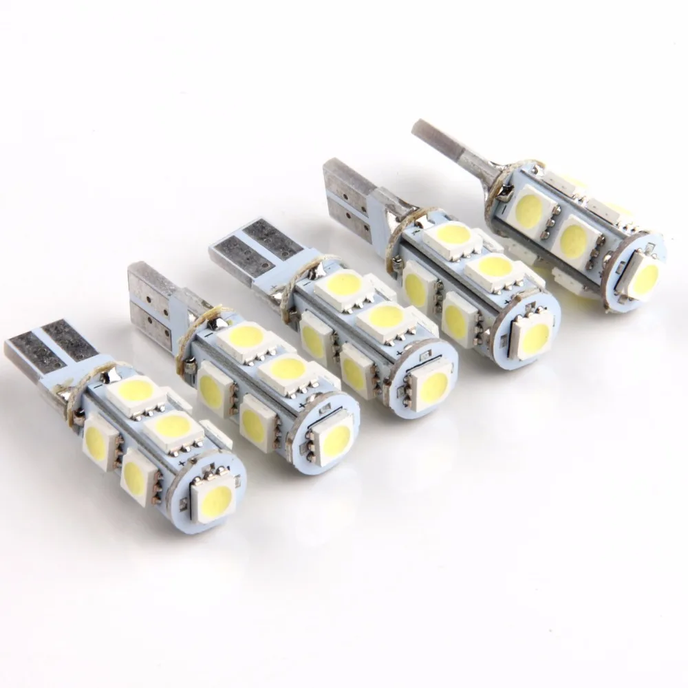 POSSBAY 5 шт. белый 12V T10 9SMD 5050 W5W светодиодный светильник внутренний клин для лампочек