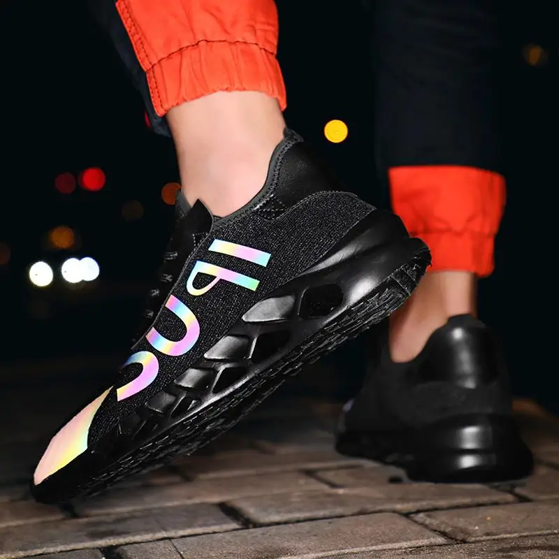 

Cool Comfortable Running Shoes Reflective Tide Shoes Hollow Bottom Characteristic Casual Shoes High-quality Casual Men's Shoes