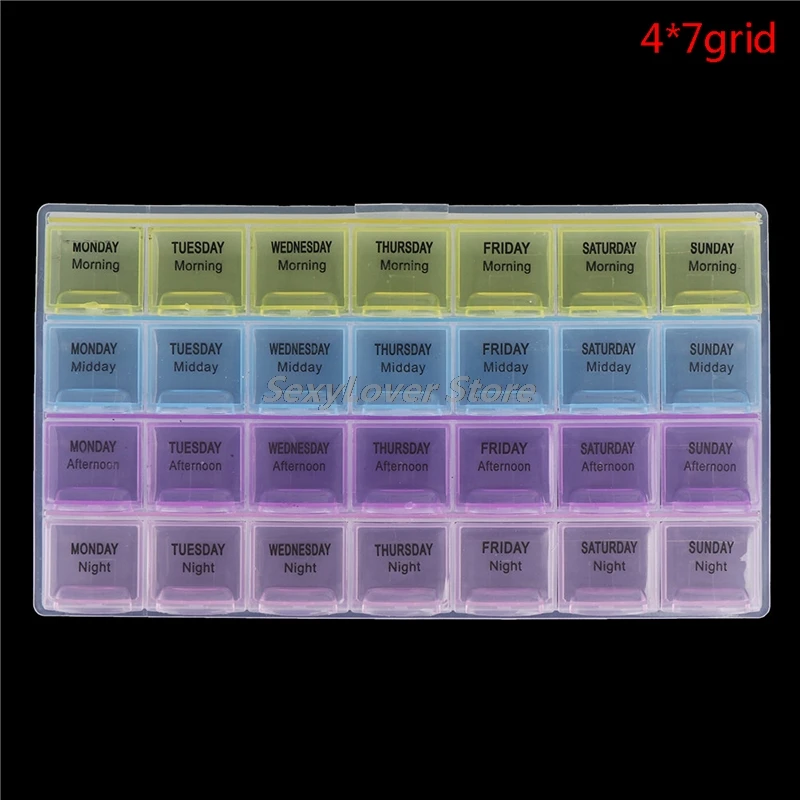 

28 Cell Pill Box Whole Month Medicine Organizer Week 7 Days Tablet Storage Case