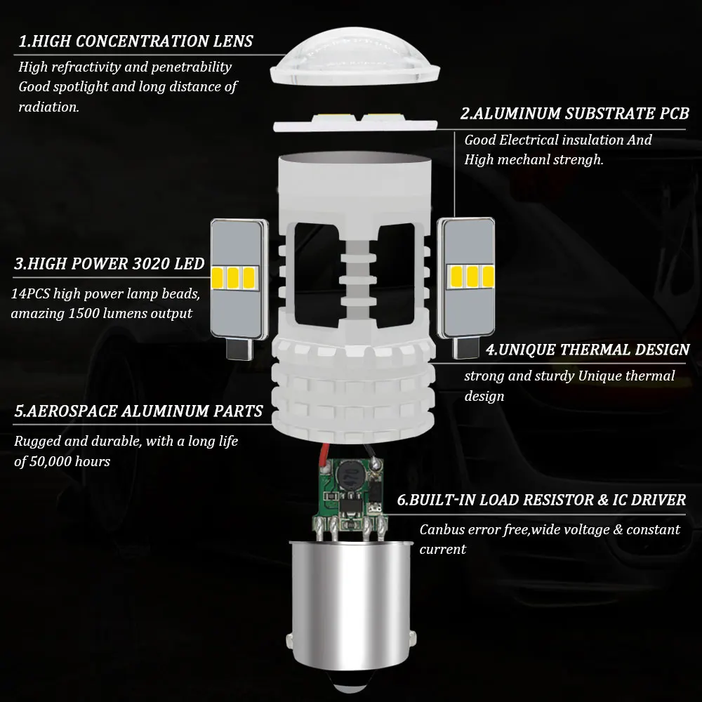 Белый Canbus без ошибок P21W светодиодные лампы для Фольксваген T5 T5.1 T6 переносные