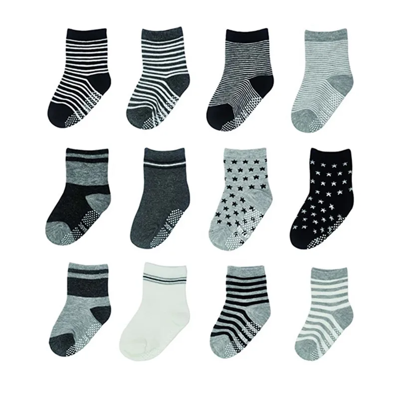 12 парт/лот хлопковые детские носки Резиновые Нескользящие напольные маленькие 1 5