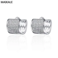 maikale classic aaa cubic zirconia stud earrings gold silver color plated round earrings for women korean fashion jewelry gifts