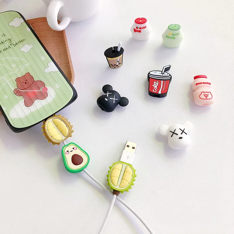 Cute 3D Model Cable Protector Cartoon Cola Soft Silicone Data Line Cord Protective Case Cover For iPhone Winder | Электроника