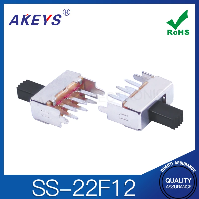 Ручка SS-22F12 (2P2T) 9 мм 2-ступенчатый переключатель 2 фиксированных ножки 6 футов в
