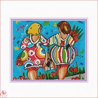 fat buttocks sister deep printed cross stitch kits counted canvas embroidery sets 11ct 14ct diy handmade needlework home deco