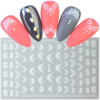 1 sheet white flower lace mix patterns necklace 3d nail sticker nail art ultra thin back gummed decal tips wraps diy decorations