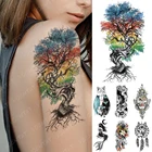 Водостойкая Временная наклейка для татуировок, лестница, цветное дерево, флеш-тату, волки, Харадзюку, лилия, Русалка, боди-арт, поддельные татуировки для мужчин и женщин