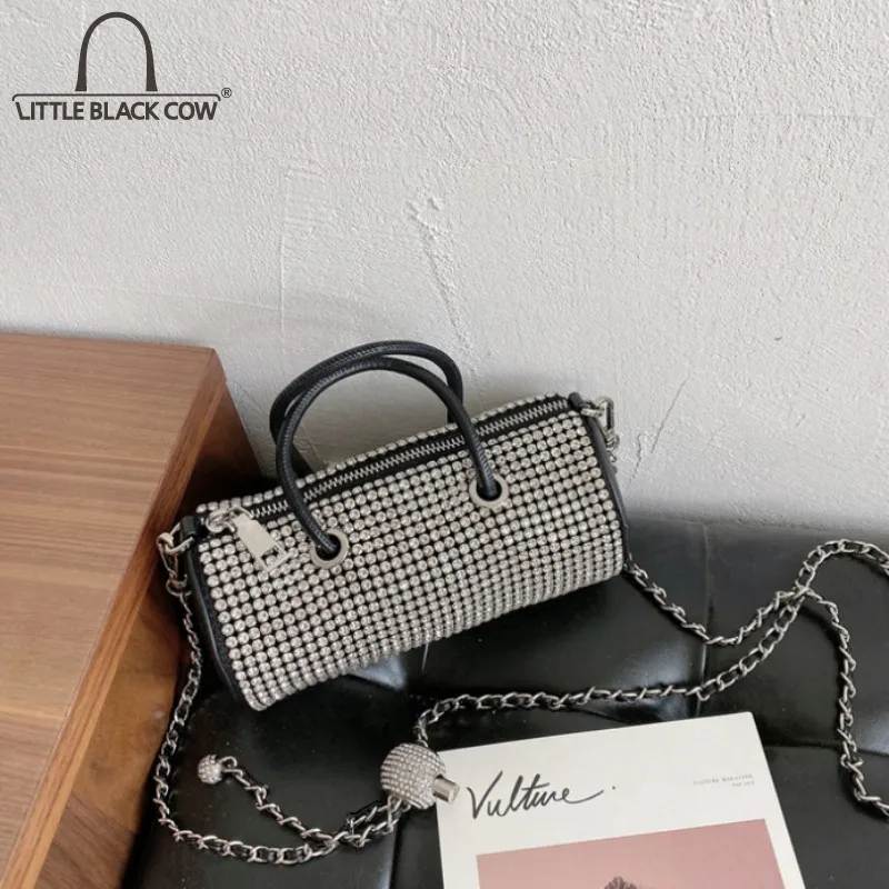 

Роскошная блестящая вечерняя дамская сумочка со стразами, маленькая цепочка, сумки через плечо, модная сумка-подушка, женская сумка-мессенд...