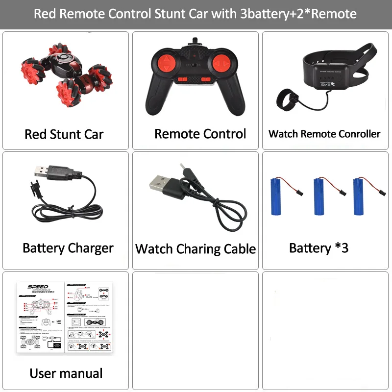 C019S Red 2Remote 3B LH-C019S пульт дистанционного управления трюк Автомобильный датчик жестов управление RC автомобиль внедорожный автомобиль двухсторонний Вождение трюк автомобиль для детей - Цвет: C019S Red 2Remote 3B