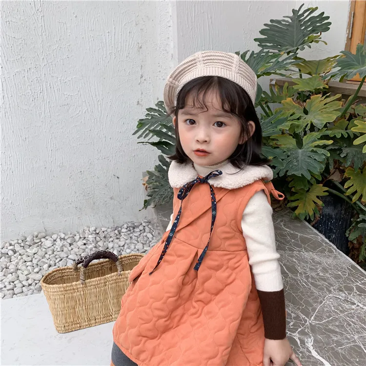 Милое теплое плотное платье для малышей зимняя одежда маленьких девочек детское