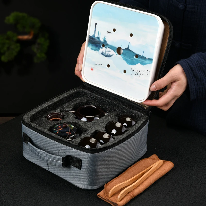 Китайский чайный сервиз Кунг фу для путешествий керамическая глазурь чайная