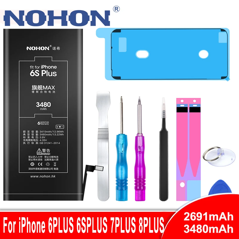 NOHON для Apple iPhone 6 6S 7 8 плюс 6Plus Plus 7Plus батарея высокой емкости Замена Bateria Мобильный